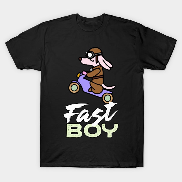 Fast Dachshund Boy Funny Dog Owner Wiener Dog Funny Dog T-Shirt by BetterManufaktur